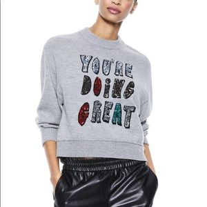 Alice + Olivia Denver Sequin Grey Wool Sweater NWT